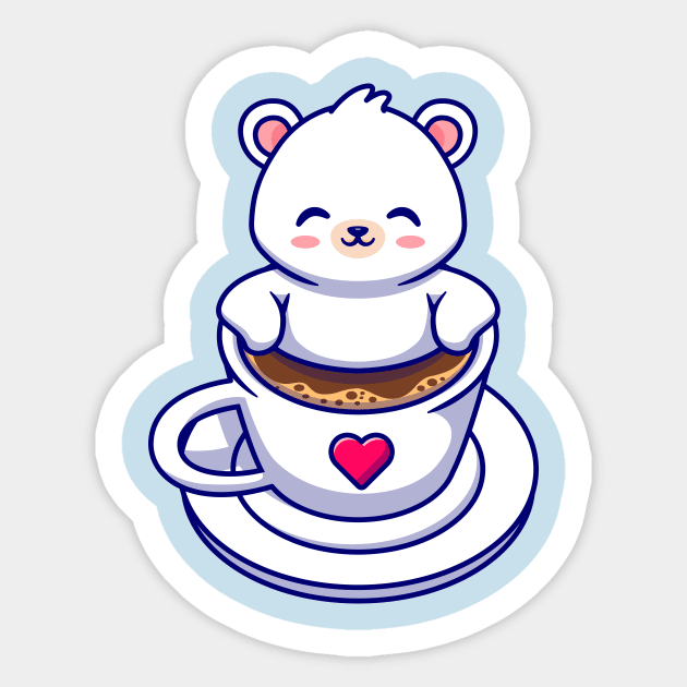 Cute Baby Polar Bear In Coffee Cup Cartoon Sticker by Catalyst Labs